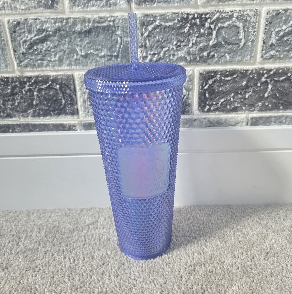 Starbucks Walt Disney World 50 Blue Textured Tumbler with Straw